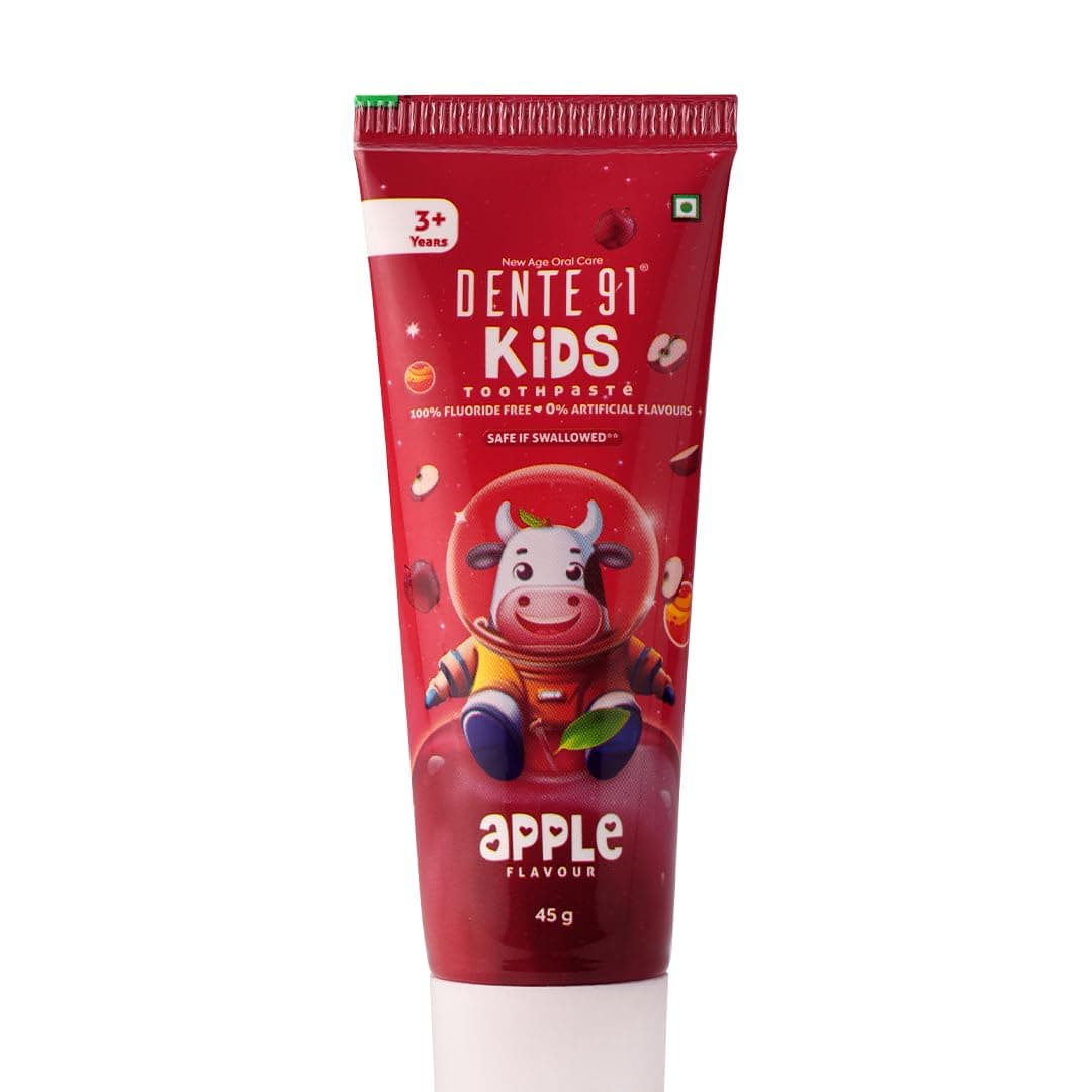 Dente91 Kids Toothpaste, Protects against dental caries & Hypersensitivity, Fluoride Free, Apple Flavour - 45g