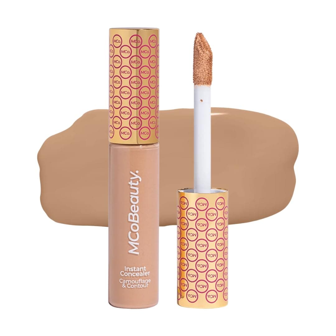 MCoBeauty Instant Concealer Camouflage and Contour Warm Beige - Full Coverage Cream Concealer Dark Circles Blemishes - Brightening Highlighting Contouring Face Makeup - Cruelty Free Vegan - 1 Count