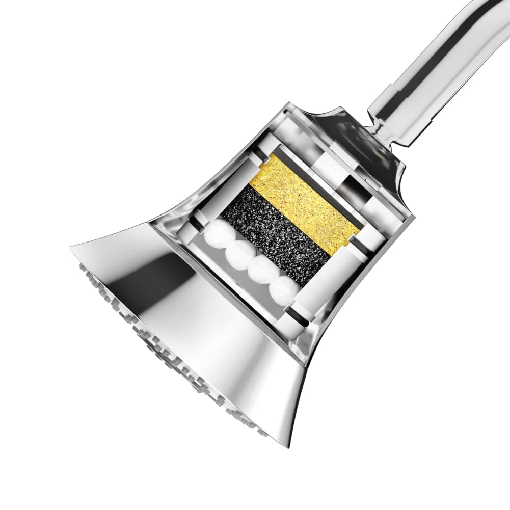 - Kohler Rain Duet Filter Shower Head - 5-Spray Multifunction Overhead Shower with WATER PURIFIER CARTRIDGE - works best with Hard Water Softener - Wall-mount, Polished Finish, Chrome - 109 mm, ABS