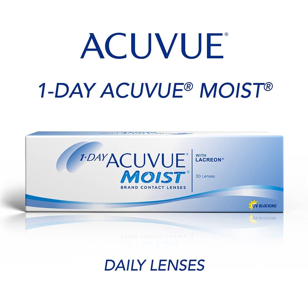 ACUVUE 1-DAY MOIST - Daily Disposable Contact lenses (-5.25, Clear, Pack of 30 Lenses) | From Johnson&Johnson
