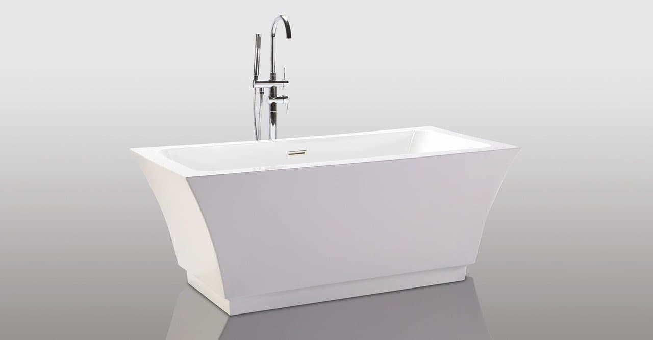 Kardiel HB-BT-PERGAMON-59-RO HelixBath Pergamon Freestanding Acrylic Bathtub, 59", Whiterectangle Overflow