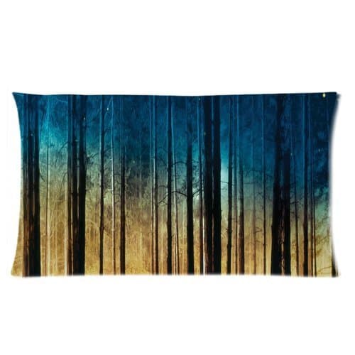 Blue Nebula Galaxy Space Forest Trees Custom Rectangle Bed Pillow Cases 20x36 (Twin sides)