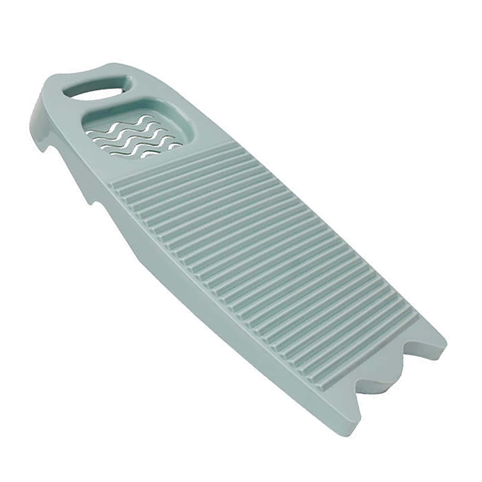 Plastics Clothes Washboard With Soap Holder - Portable Hand Washing Tool for Laundry - Scrubboard Cleaning Tool for Home, School, Dormitory (Light Blue)