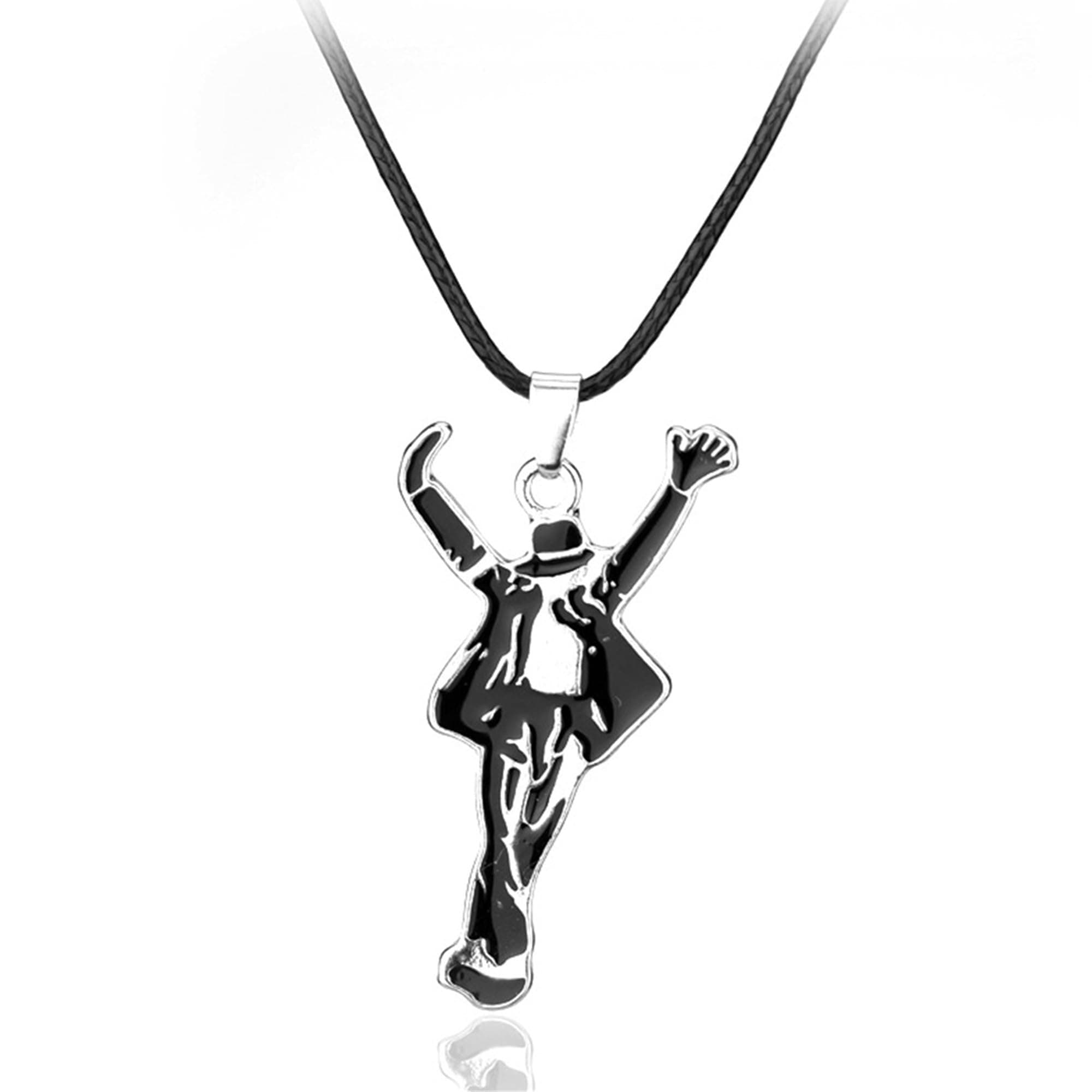 Michael Jackson Dance Logo Souvenir Necklace,World Dance King Alloy Pendant Cool Necklace,Classic Action Style Fashion Retro Necklaces