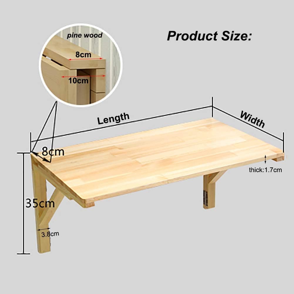 Folding Wall-Mounted Table Solid Wood Wall Table Dining Table Foldable Computer Desk Learning Table Wall-Mounted Folding Table Study Desk Size Optional (Size : 50 * 30cm)