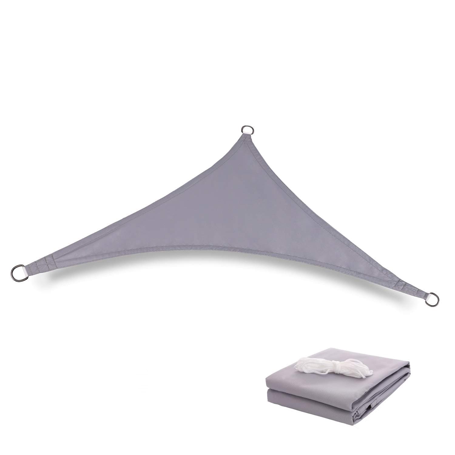 Terylene Waterproof Sun Shade Sail UV Blocker Sunshade Patio Equilateral Triangle Knitted 220 GSM Block Fabric Pergola Carport Awning 12' x 12' x 12' in Color Grey