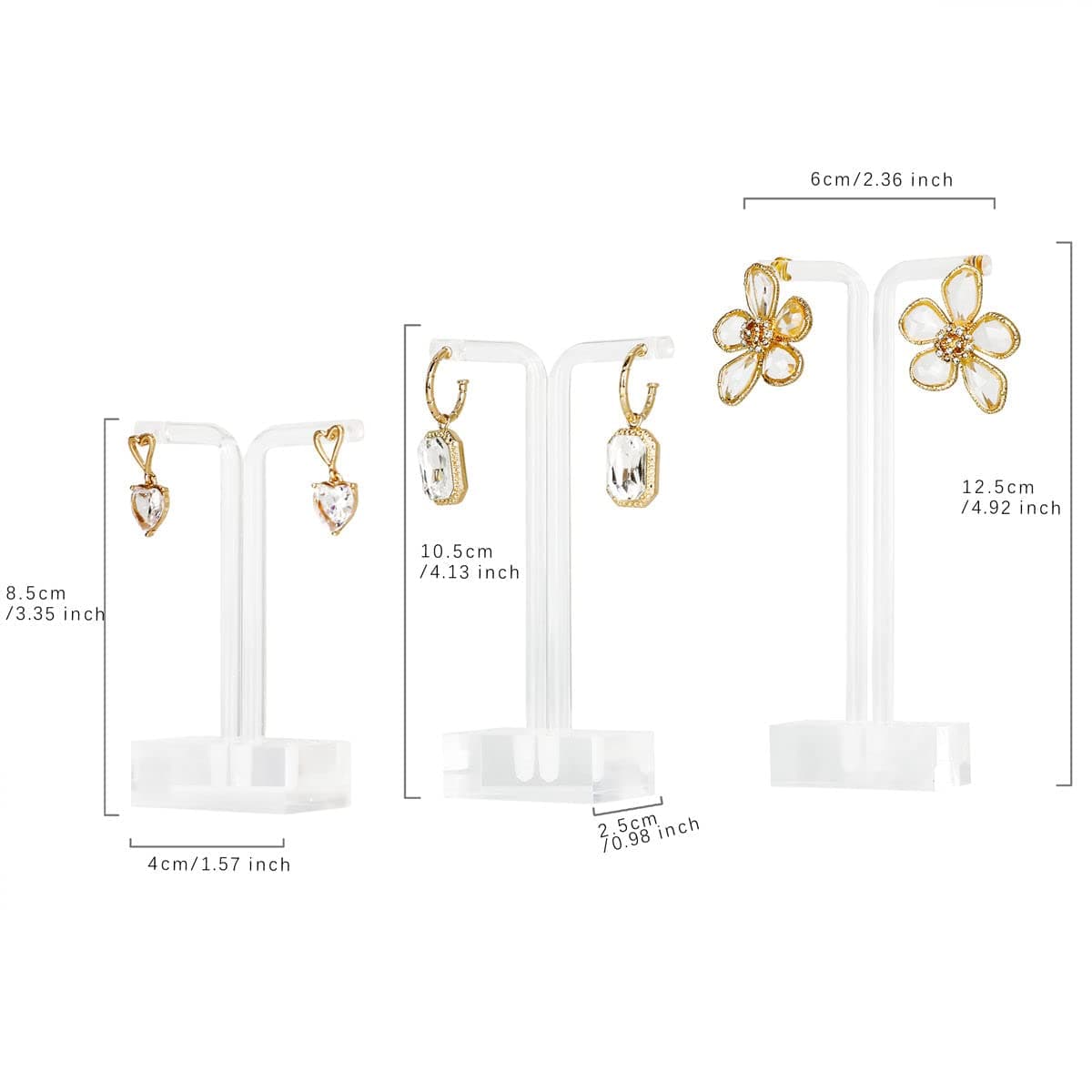GemeShou clear t bar earring displays for jewelry, cute earring holder stand for show, transparent hoop earring hangers mini acrylic online business