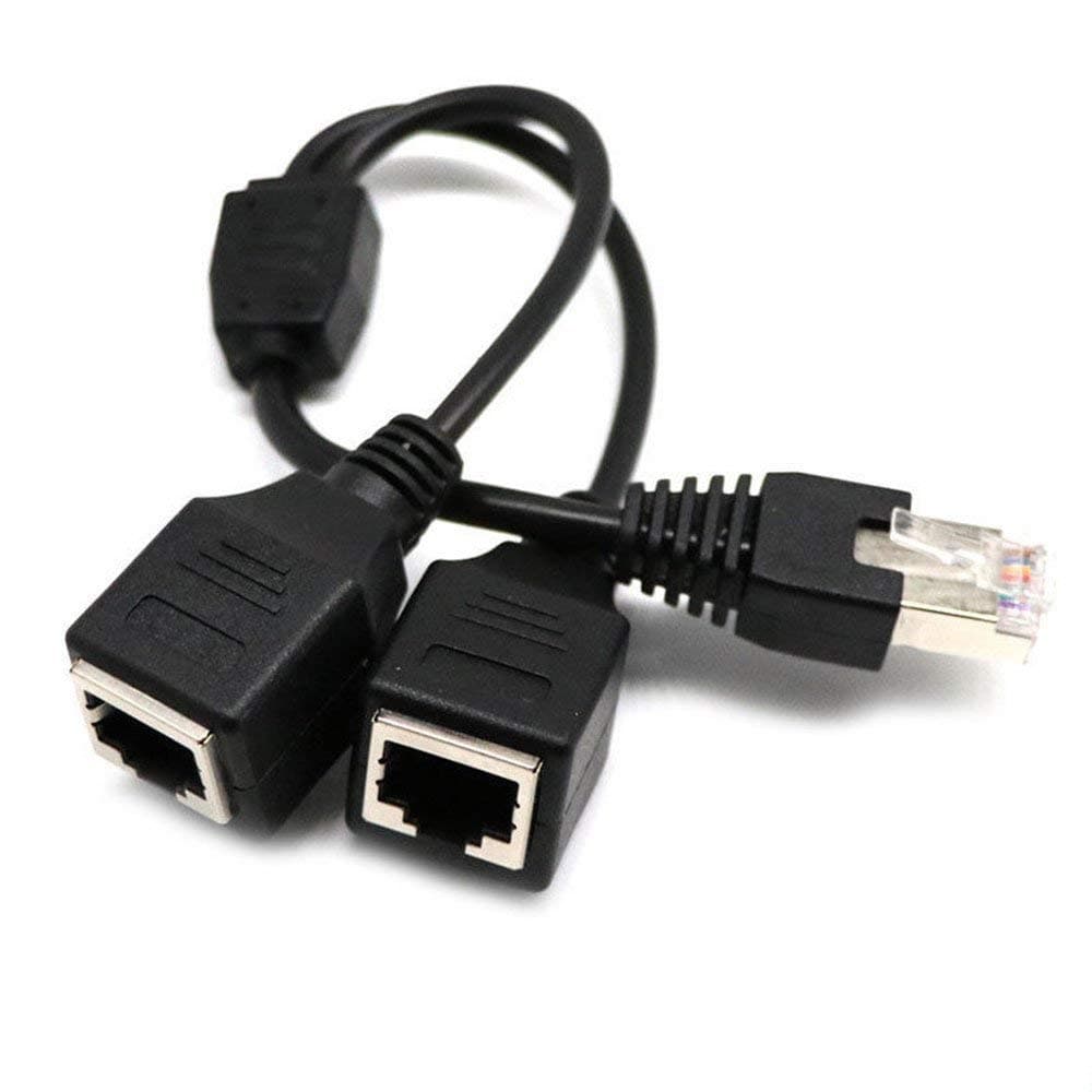 RJ45 Network Splitter Adapter Cable,Jiaygan RJ45 1 Male to 2 Female Socket Port LAN Ethernet Network Splitter Y Adapter Cable Compatible Category 5 Ethernet, Category 5e Ethernet, Category 6 Ethernet