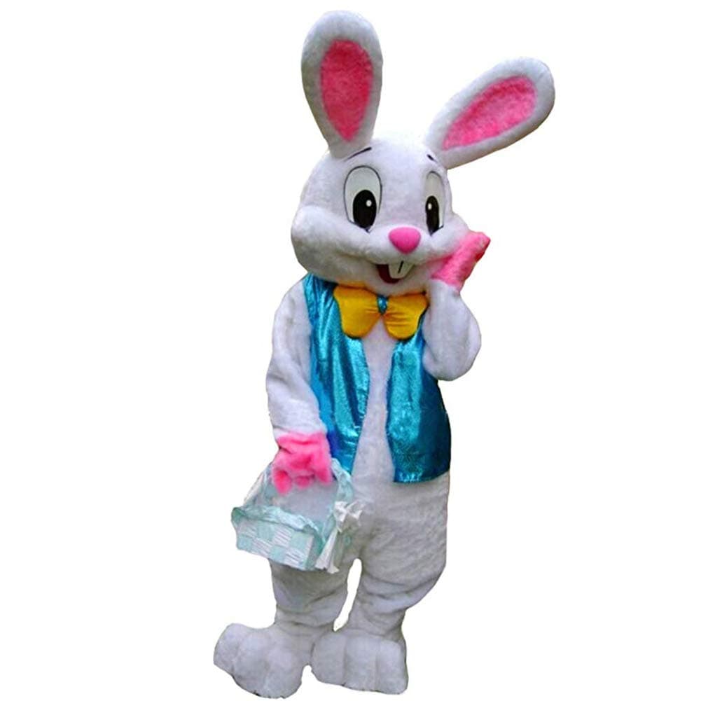 Easter Rabbit Bunny Rabbit Mascot Costume Adult Fancy Dress White, Large