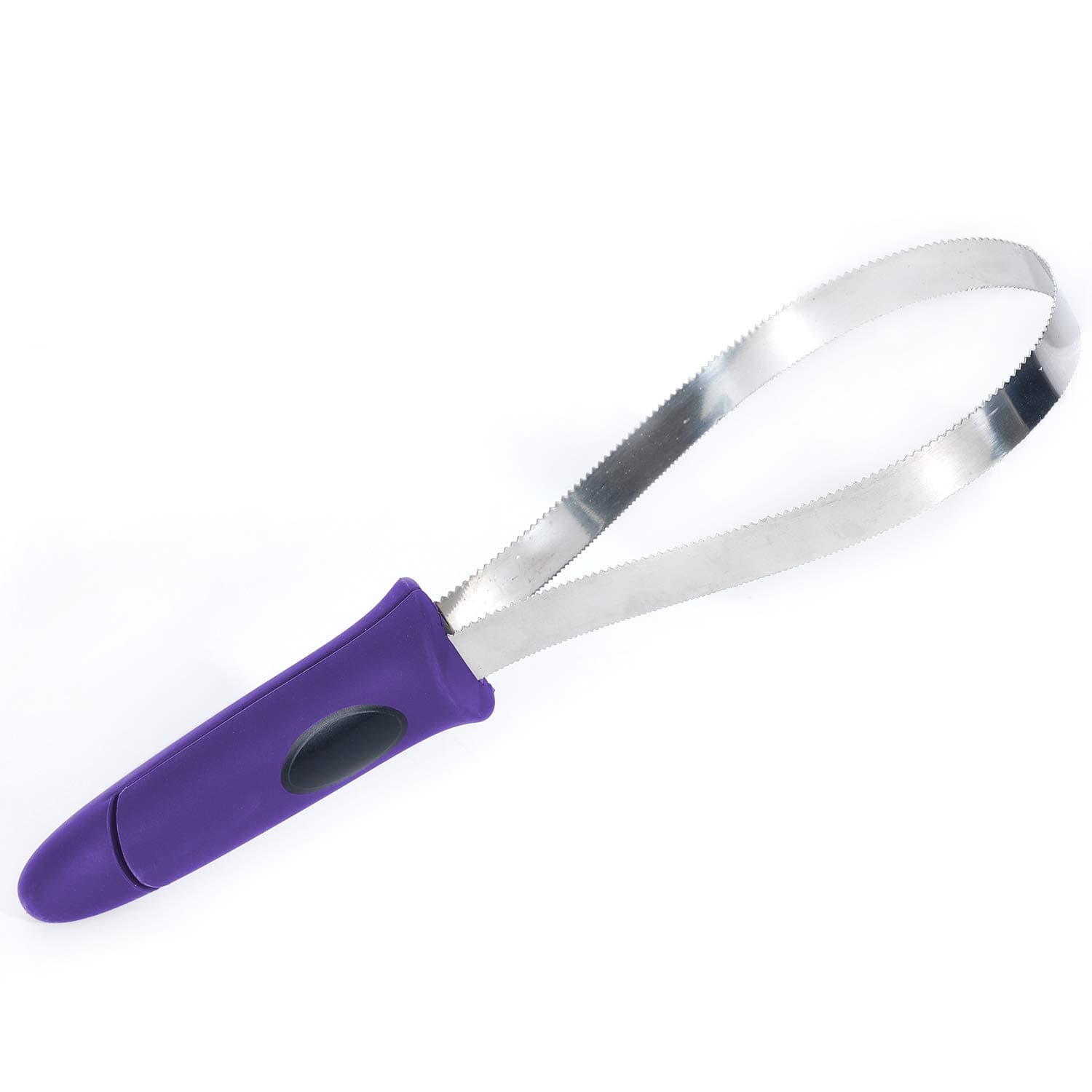 Dual-Sided Shedding Blade with Stainless Steel Blade De-Shedding Tool for All Dog Coat Types- Soft Touch Grip (PURPLE)