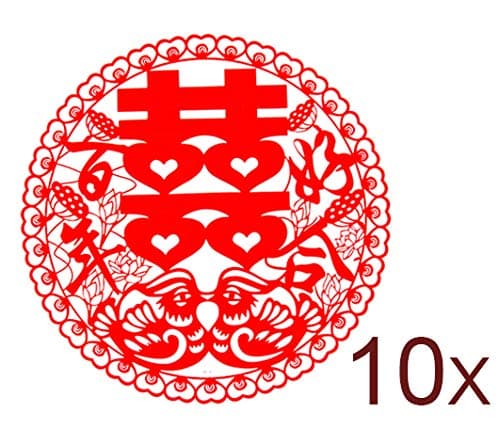 Just-Stick-it Shuang Xi - Double Happiness - Chinese Wedding Decoration - Plastic Paper Cut (Mandarin Ducks - 10/pk)