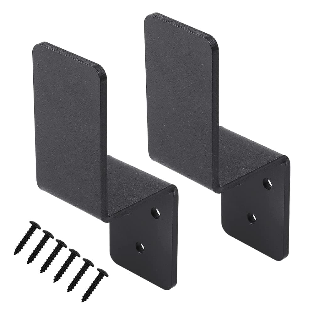 2x4 Door Barricade Brackets (2 pcs) Drop Open Bar Holder Steel Z Bracket for 2 by 4 Lumber as Security Door Reinforcement, Door Jammer, Tool Hanger for Your Home, Barn, Shed, Garage, Gate