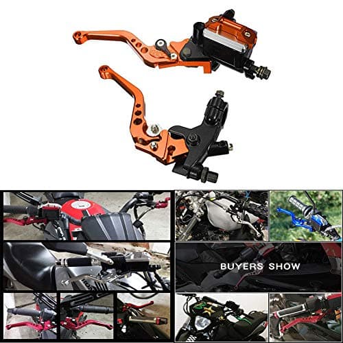 Lisyline 7/8"Handlebar Universal Motorcycle Brake Master Cylinder Clutch Reservoir Levers for Harley Honda Yamaha Kawasaki Suzuki (Orange)