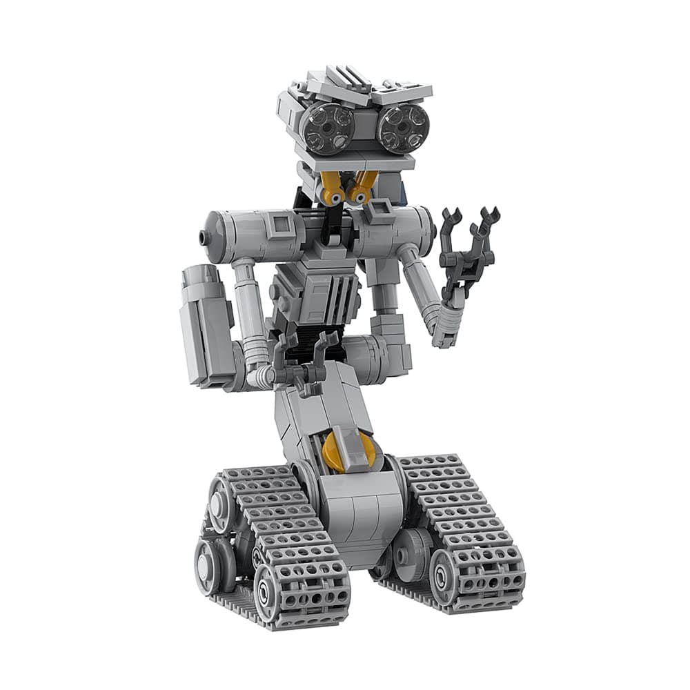 Johnny 5 Robot Building Block Set, Short Open Circuit Movie Johnny 5 Action Figure, Track Robot Mech Armor Building Toy, Number 5 Mechanical Model, 313 Pcs Christmas Birthday Gift for Kids Boys Adults