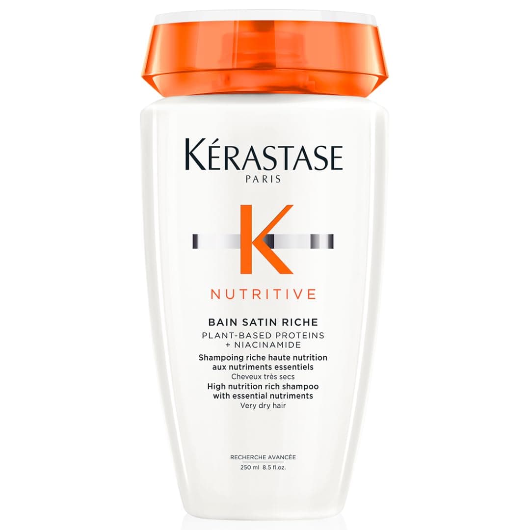 Nutritive Bain Satin Riche Shampoo | Cleanses & Deeply Replenishes Moisture | With Plant-Based Proteins & Niacinamide | For Medium to Thick to Dry Hair