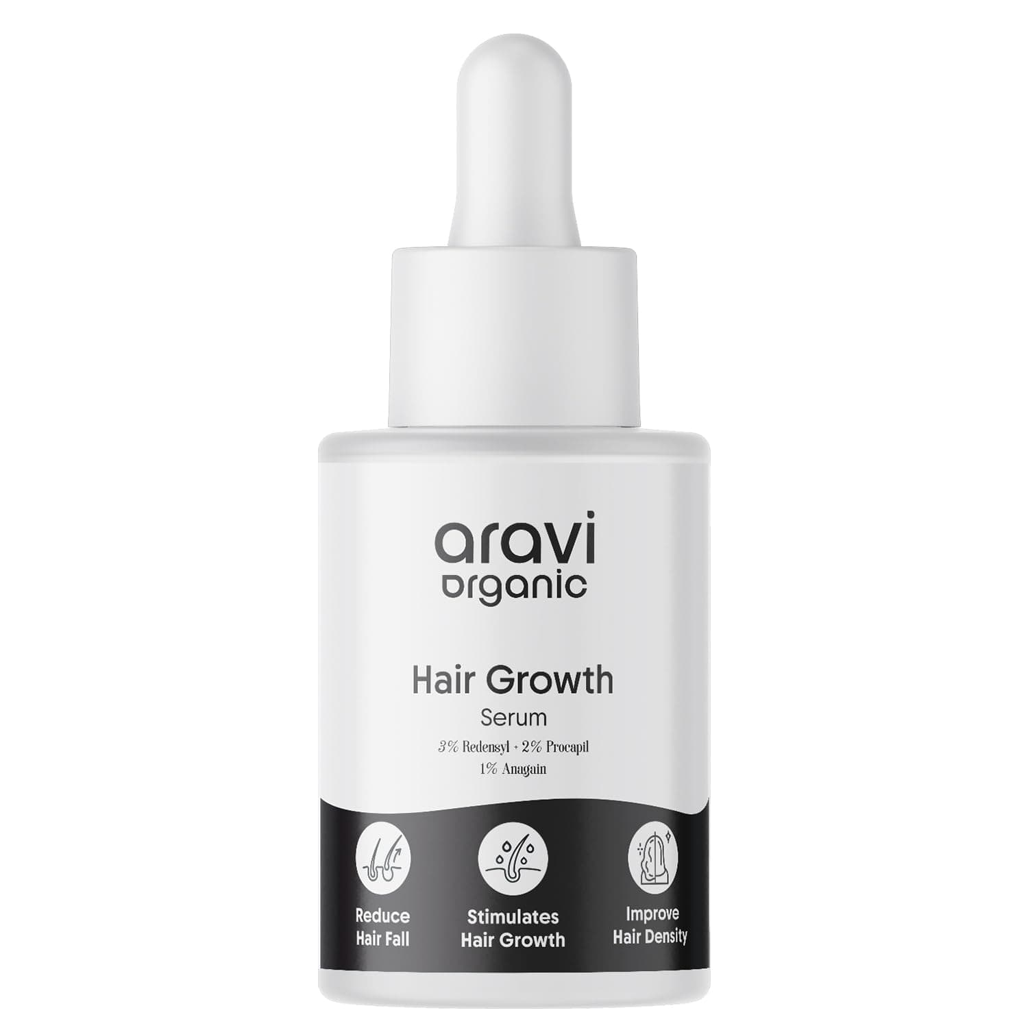 Aravi Organic Hair Growth Serum With 3% Redensyl, 2% Anagain, 2% Procapil - For Hair Growth And Hair Fall Control - For Men & Women - 30 ml
