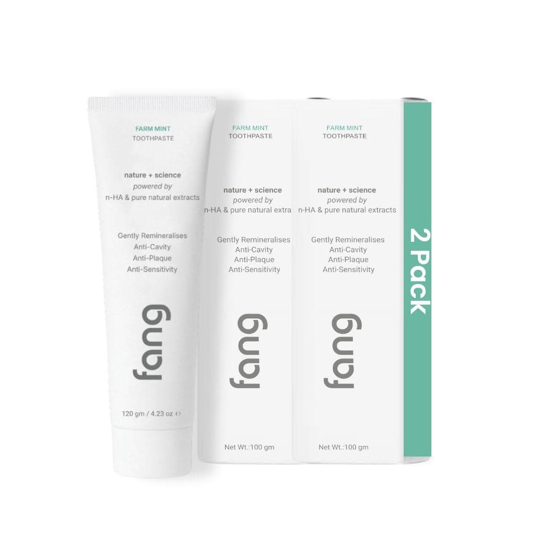 - Fang Farm Mint Natural Toothpaste|Fluoride Free Hydroxyapatite|Teeth Whitening|Heals Sensitive Teeth|Fights Cavities,Gum Diseases & Bad Breath | SLS & Chemical Free|Organic & Vegan|2x120g(Pack of 2)