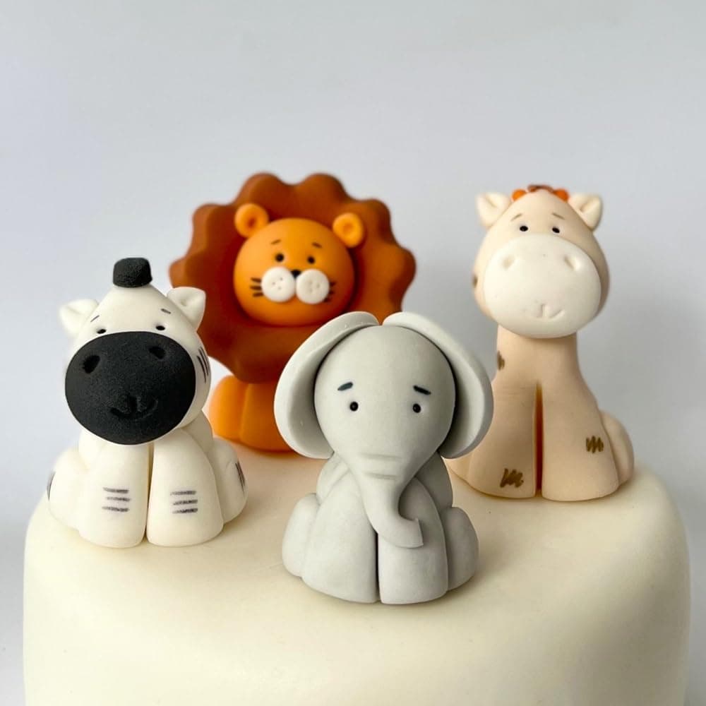 jncakes Animals Cake Topper Birthday Party Decoration Edible Great for Kids Boy Girl First Birthday Christening Baby Shower Easy to Use Giraffe Elephant Lion Jungle