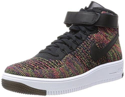 Nike Mens Air Force 1 AF1 Ultra Flyknit Mid Black/Bright Crimson-Multi-Color Fabric