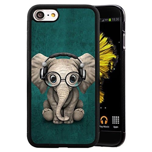 SYtrad Elephant Music iPhone SE 2nd Generation Case,Shockproof Slim Anti-Scratch Protective Kit with Heavy Duty Dual Layer Rugged Case Non-Slip Grip Cover for iPhone 7 8,Black (Elephant Music)