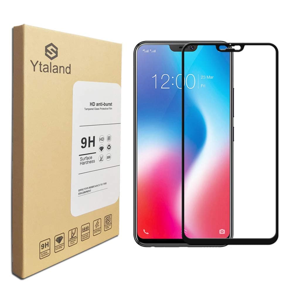 [2 Pack] Screen Protector For Vivo V9, [ Full Glue ] [ Full Coverage ] [0.3mm, 2.5D] [Bubble-Free] [9H Hardness] [HD Clear] Tempered Glass Screen Protector For Vivo V9