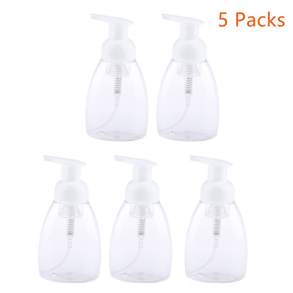 5 Packs Empty Foaming Soap Dispenser Pump Bottle Facial Cleanser Container - Clear, 250ml