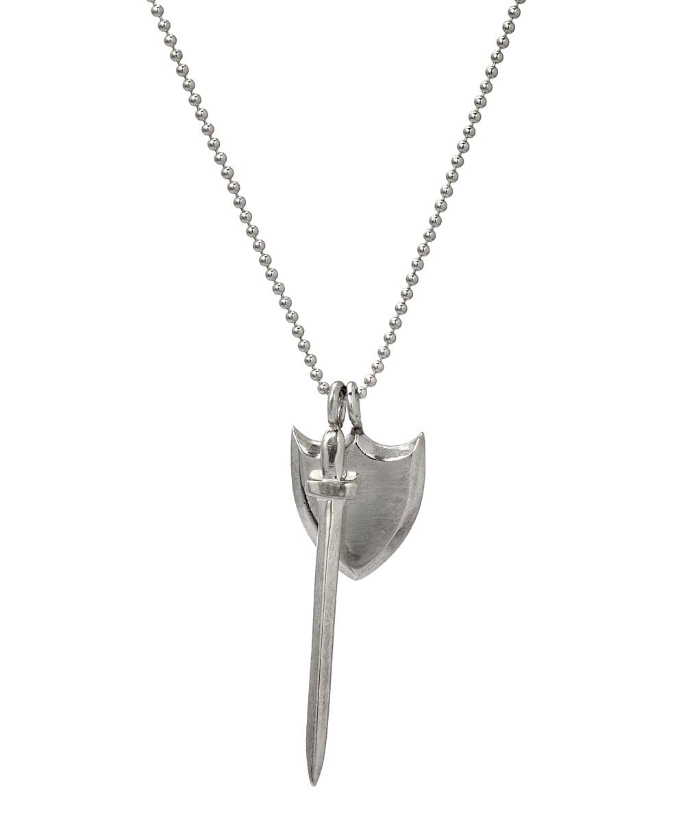Sterling Silver Armor of God Sword and Shield Pendant Necklace, 18"