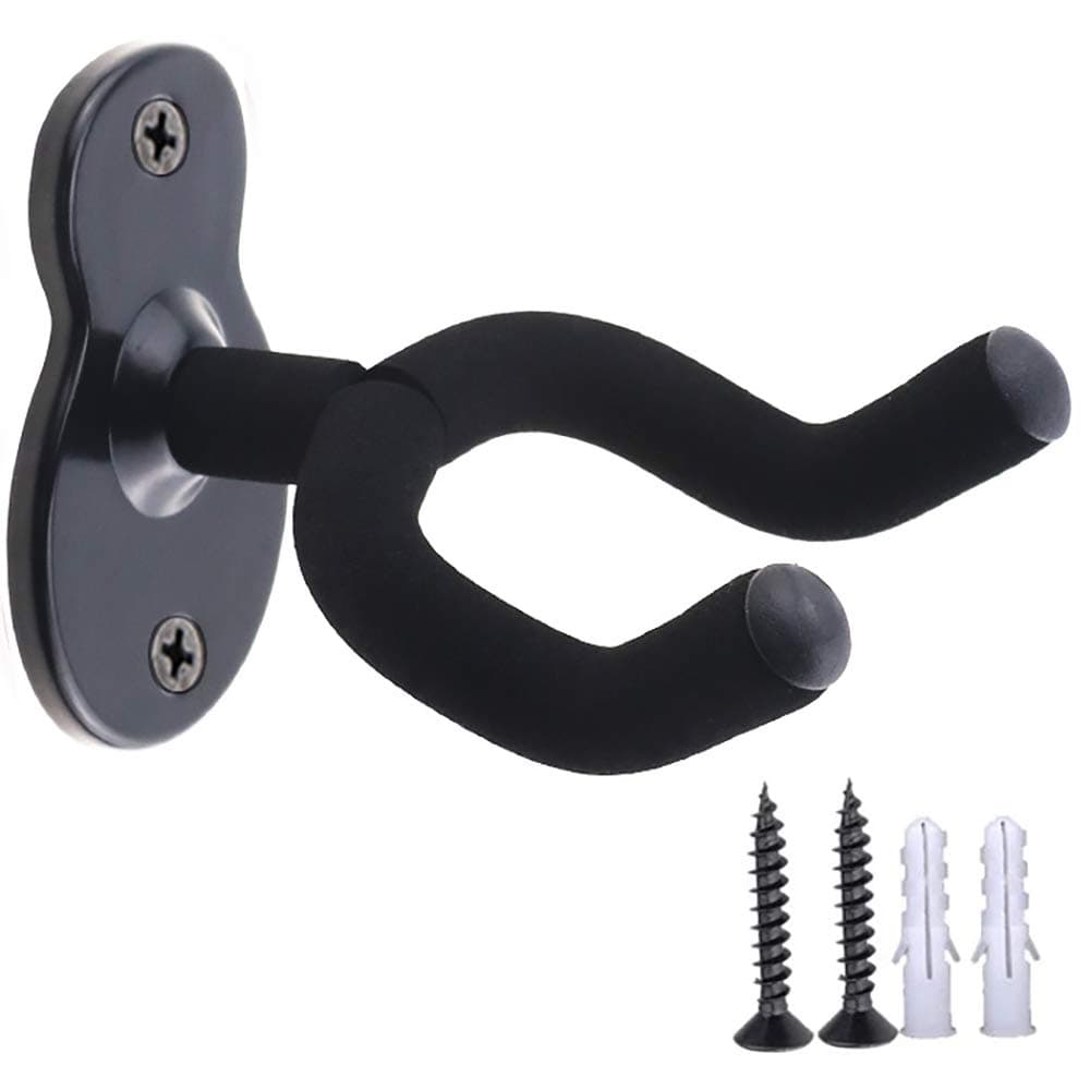 Funito Guitar Wall Mount Hanger Hook Acoustic Electric Bass Guitar Wall Hook Hanger Black Metal Holder Hanger for All Size Guitars