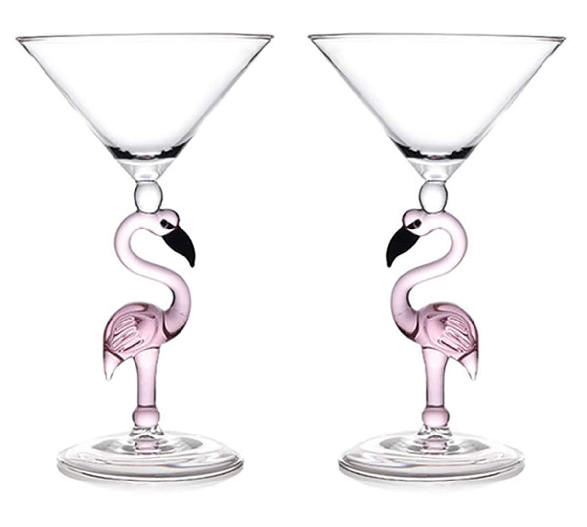CerahomeMartini Gl 2-Set Creative Flamingo 5-Ounce Cocktail Gl, Inverted Cone Shaped Stemware, Bar Accessories, Ideal Gifts for Housewarming, Wedding, Birthday Celebrations (Couple)