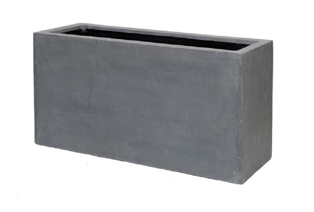 Grey Rectangle Planter Box Fiberstone - Indoor Outdoor Planter Pot – 16”H x 12”W x 31”L - Flower Planters
