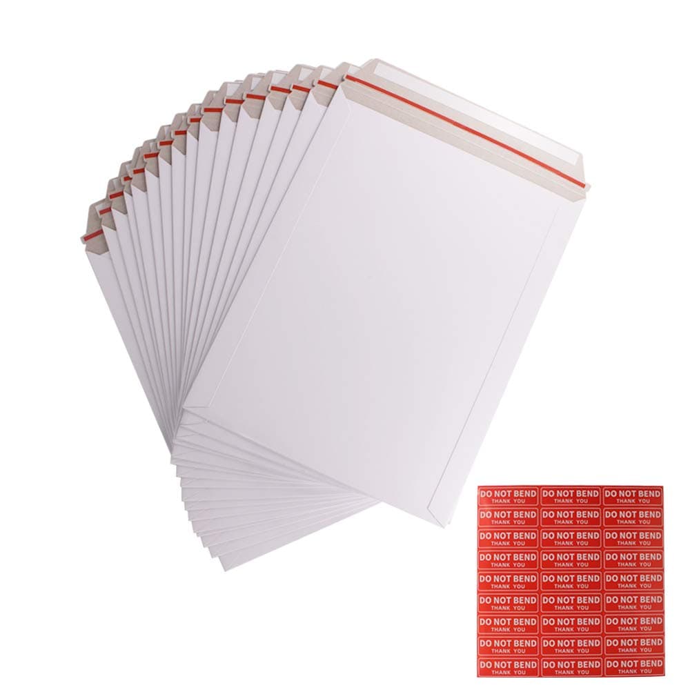 50 Pack 9X12 inch Self Seal Photo Document Mailers Stay Flat White Cardboard Envelopes White Photography Mailersfor CD, Photos, Document