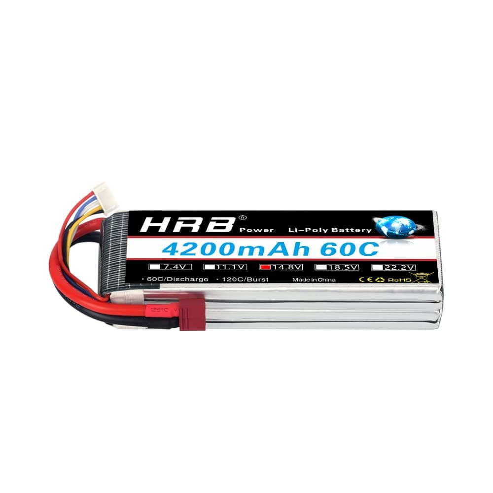 HRB 4S 14.8V 4200mAh 60C LiPo Battery Pack with T Plug for RC Car, RC Truck, RC Truggy RC Airplane UAV Drone FPV