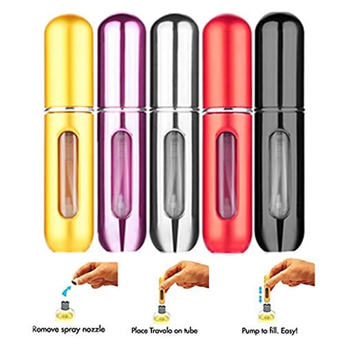 OWM 5ml Travel Scent Pump Portable Spray Case Aluminum Mini Empty Refillable Perfume Atomizer Bottle