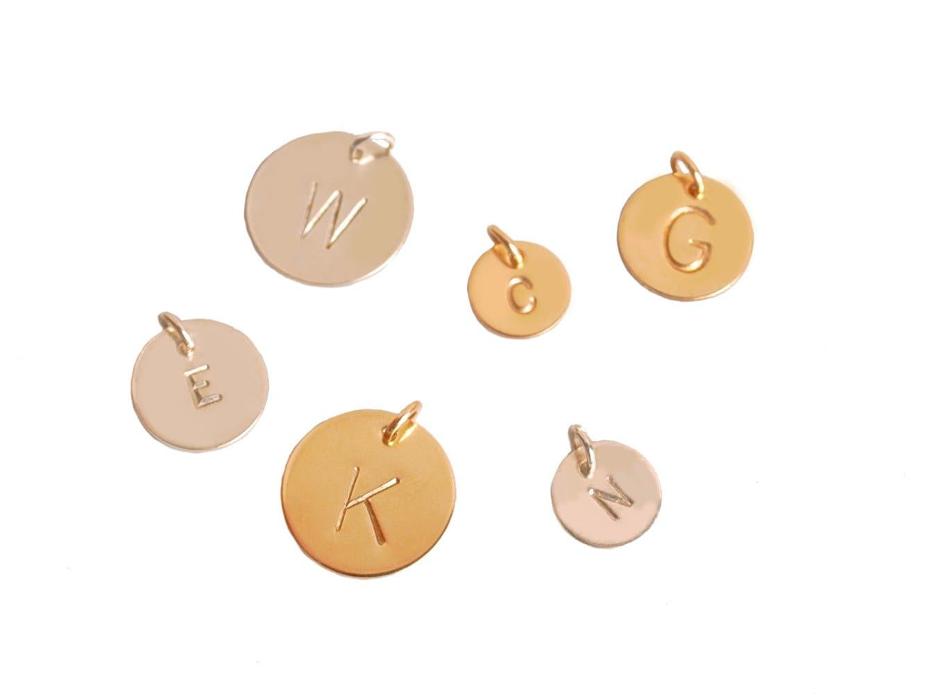 Efy Tal Jewelry Extra Initial, Different Size Charm in Sterling Silver or Gold Filled, Add Custom Initial to Any Necklace (Gold-Filled, 12.7 Millimeters)