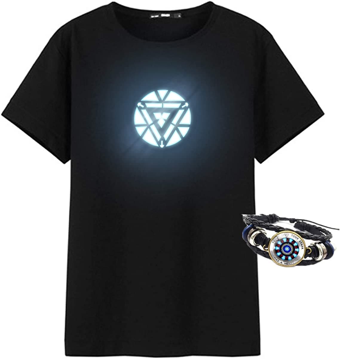 Arc Reactor Illuminate T-Shirt Tony Cosplay Novelty Costume Stark Bracelet