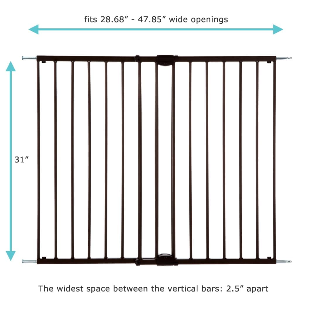 Toddleroo by North States 47.85" Wide Easy Swing & Lock Baby Gate - Series 2: Extra Security Safety Latch. Hardware Mount. Fits Openings 28.68" - 47.85" Wide (31" Tall, Matte Bronze)