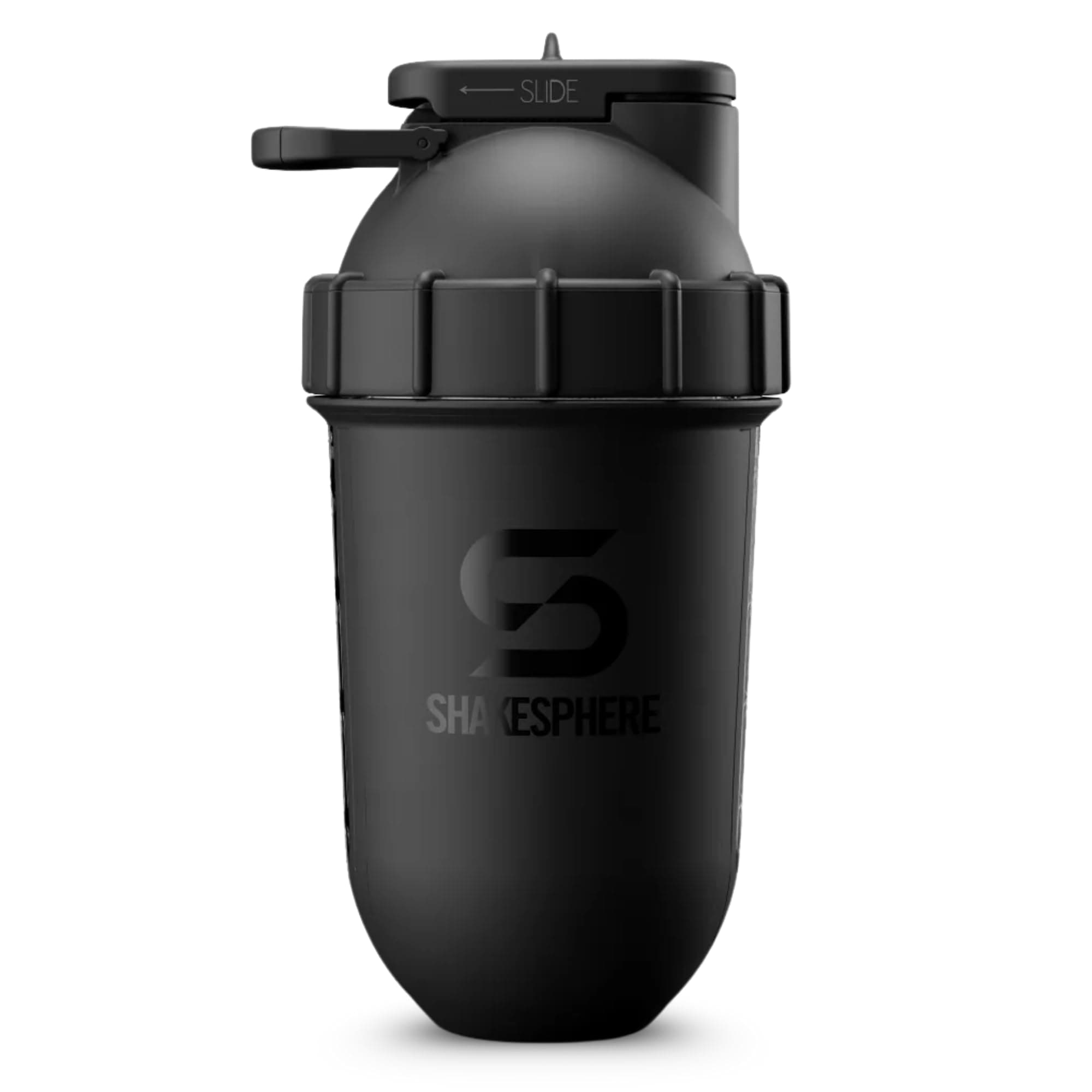ShakeSphere Tumbler VIEW: Protein Shaker Bottle Smoothie Cup with Clear Window, 24 oz - Bladeless Blender Cup Purees Fruit, No Mixing Ball - Drink Powder Shake Mixer for Pre Workout, Gym (Matte Black)