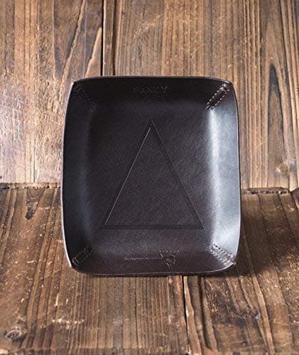 Personalized Leather Valet Tray - Leather Catchall Tray for Home and Office, Desktop Storage Organizer for change coin key phone, Customized Men’s gift, Bedside Storage Tray, Gift for Him #Dark Brown