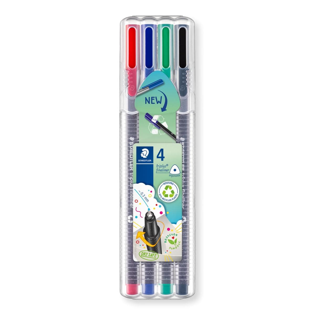 STAEDTLER Fineliner Pens - Triplus - for Adult Colouring - 4 Assorted Colours - Pack of 4, 334 SB4