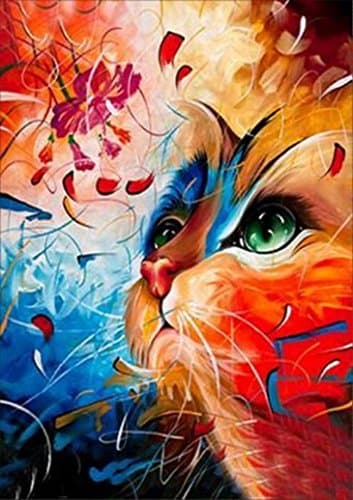 FORESTIME 5D Diamond Painting, Cartoon Cat Diamond Embroidery Painting Cross Stitch Kit 5D Diamond Painting Embroidery DIY Art Craft Wall Decor