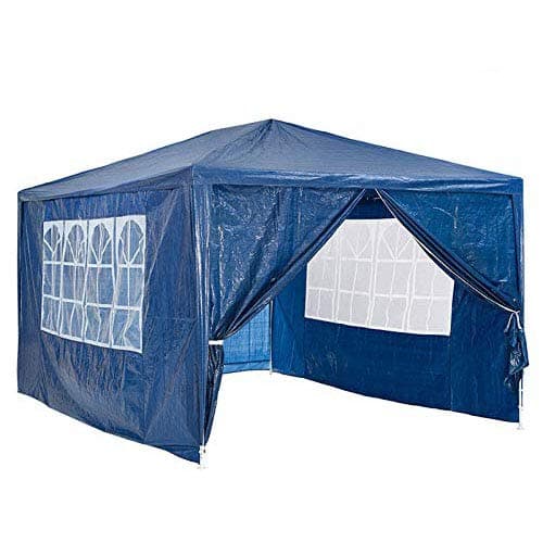 3x4m Waterproof Gazebo Outdoor Party Wedding Event Shelter Tent with 4 Removable Side Walls (3 with Windows 1 with Zip) for all seasons, Blue, 2 Year Warranty