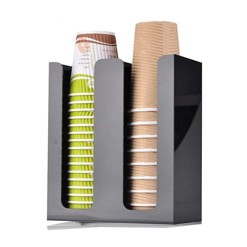 Haoyajia 2 Columns Paper Coffee Cup Holder Dispenser Cup and Lid Organizer Presentation Holds up from 6oz to 18oz. (2 Column) (for 1 pic)