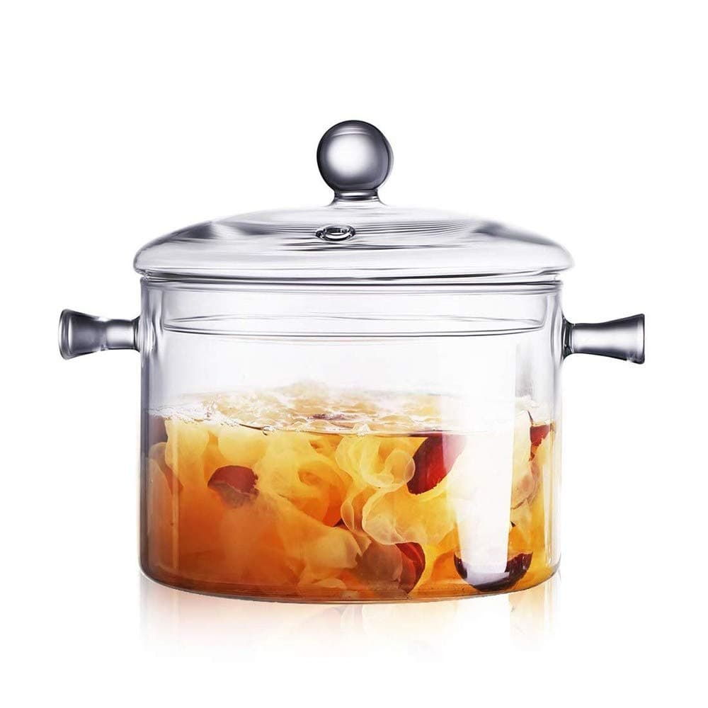 1.5L/50 FL Glass Pot, Glass Saucepan with Cover, Heat-resistant Glass Stovetop Pot Clear Cooktop Safe for Pasta Noodle, Soup, Milk, Baby Food