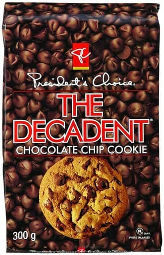 President's Choice Decadent Chocolate Chip Cookies, 300g/10.6oz, 3 Pack, Imported from Canada