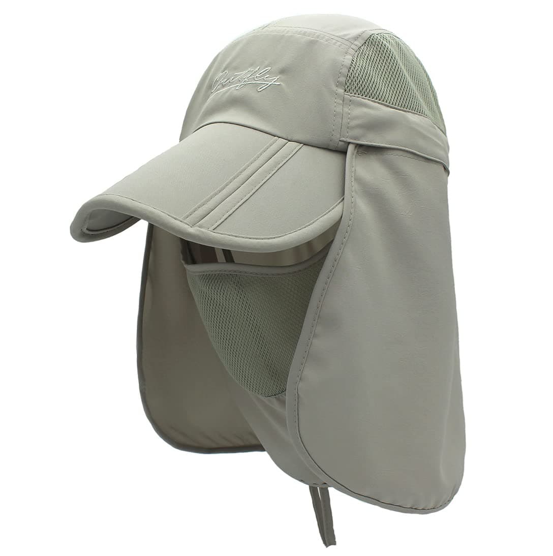 ConnectyleMen's Foldable Outdoor Sun Cap with Removable Face Mask Neck Flap Cover UPF 50+ Sun Protection Fishing Hiking Hat
