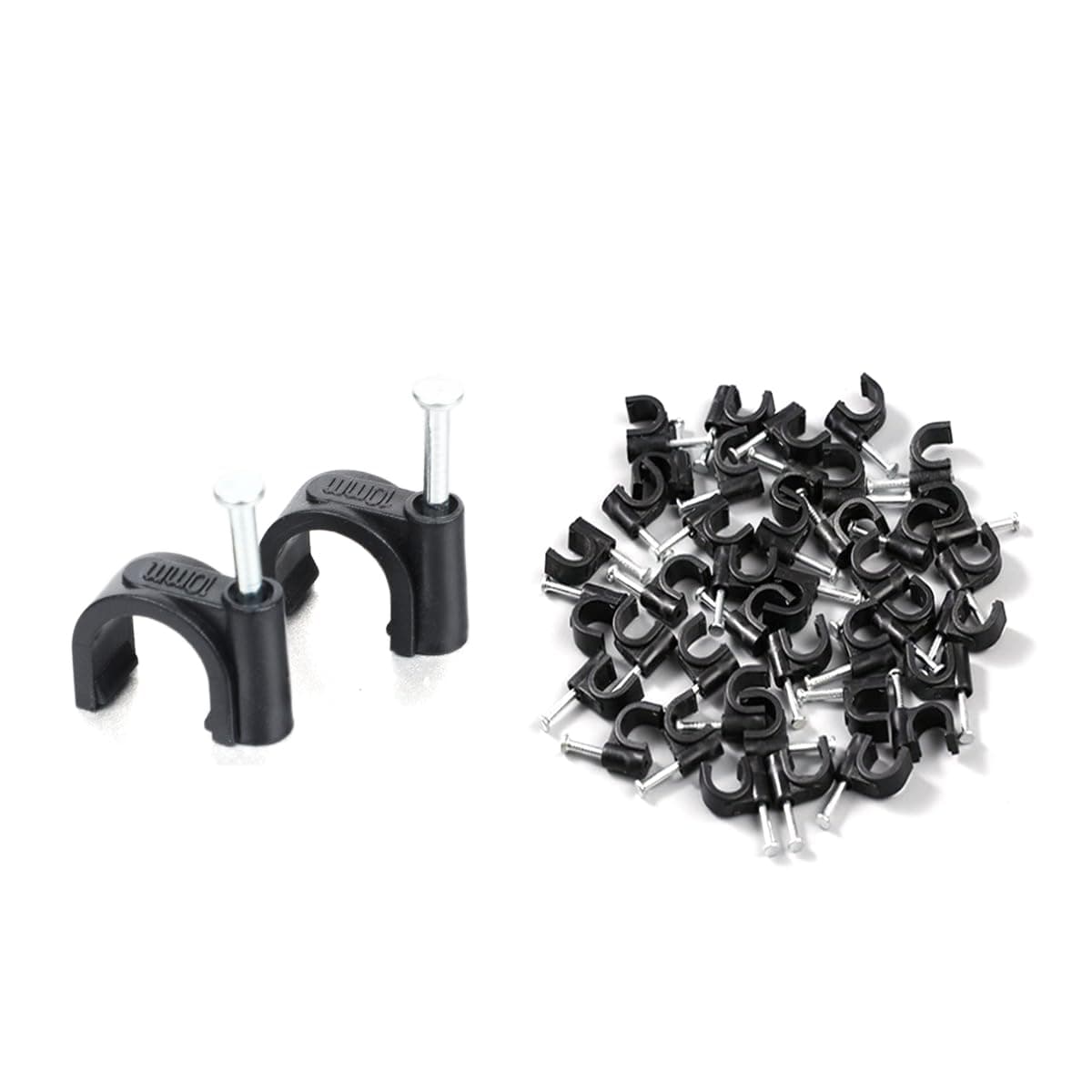 Cable Clips Cable Clamps Nail in Cable Clips 100 Pcs 10mm Flat Ethernet Cable Tacks Cord Clips Coax Cable Clips Speaker Wire Clips Cable Nails (10MM)