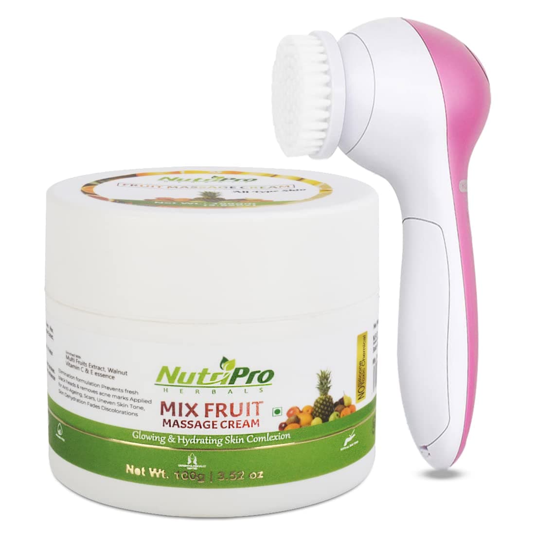NutriPro Fruit Massage Cream With Massager | Extract With Bees Wax,Almond Oil & Apple Extract, 150 GM