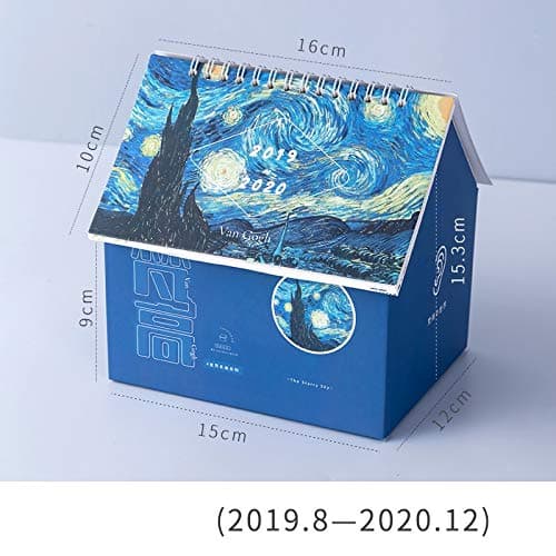 Perpetual Calendar 2020 Desk Calendar Multi-Function Note 2020 Planner Scheduler Creative House Calendar Student Stationery Desktop Storage Box Calendar (Color : Navy Blue)