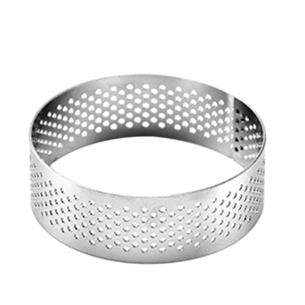 Qlans Perforated Tart Ring, Cake Mould - Stainless Steel, Round 6 * 6 * 2cm