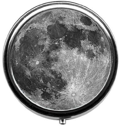 Eareeco - The Moon at Late Night Round Pill Case/Pill Box/Pill Case/Case- Three-Compartment Pill Box/Pill Case